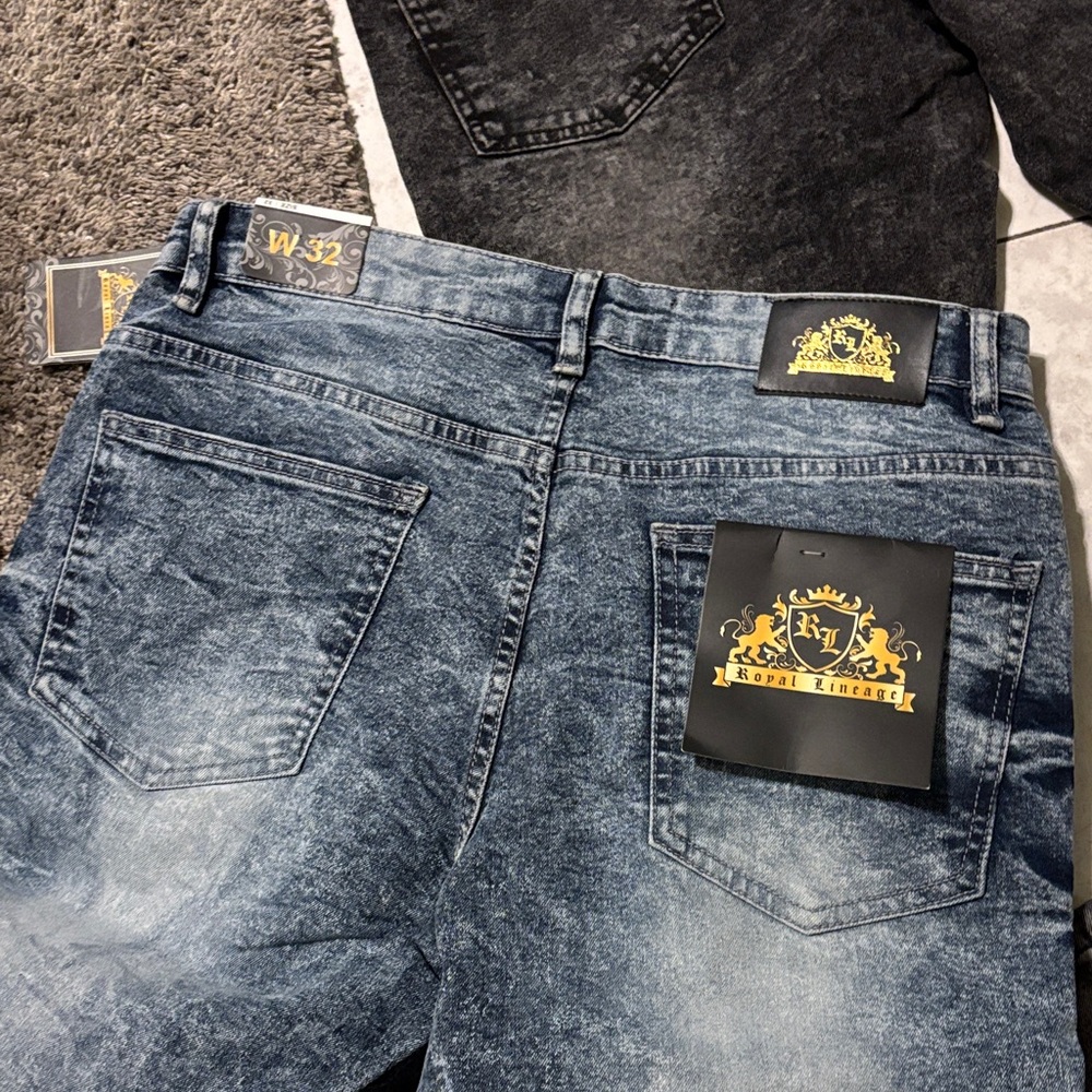Men's Slim Fit Distressed Jeans - Black, Gray, Blue - Picture 4 of 9